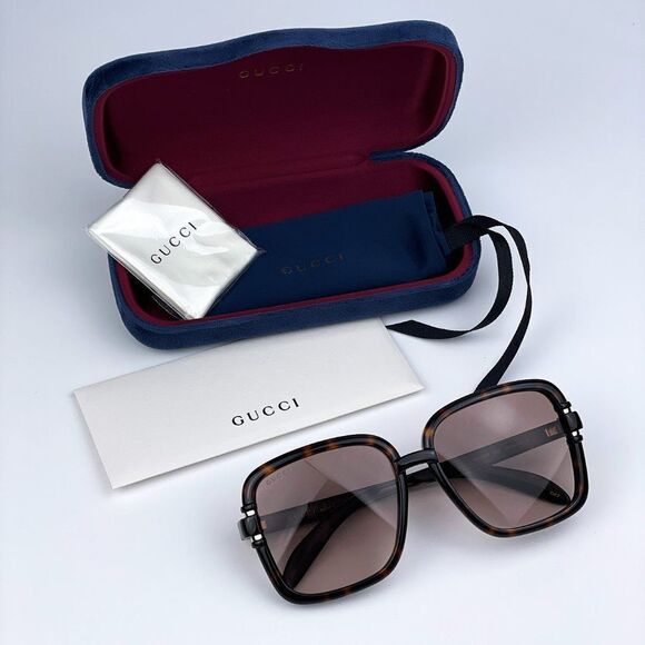 NEW Gucci GG1066S 002 Havana Brown Gradient Butterfly Women Sunglasses - Picture 11 of 13